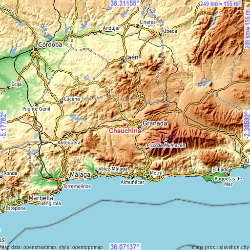 Topographic map of Chauchina