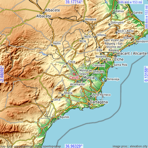 Topographic map of Ceuti