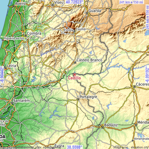 Topographic map of Cedillo