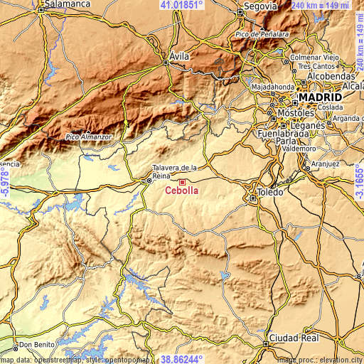 Topographic map of Cebolla