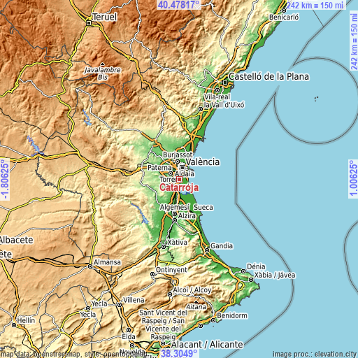 Topographic map of Catarroja