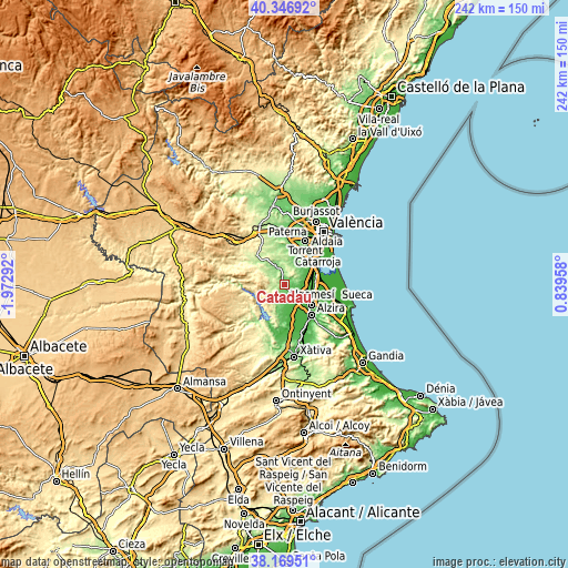 Topographic map of Catadau