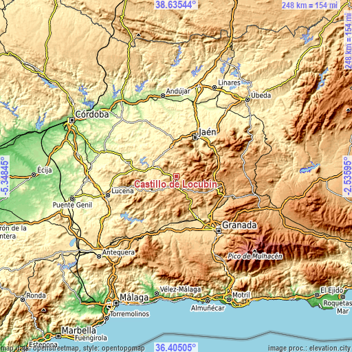 Topographic map of Castillo de Locubín