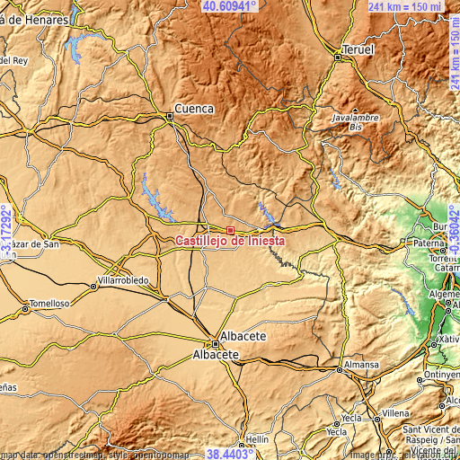 Topographic map of Castillejo de Iniesta