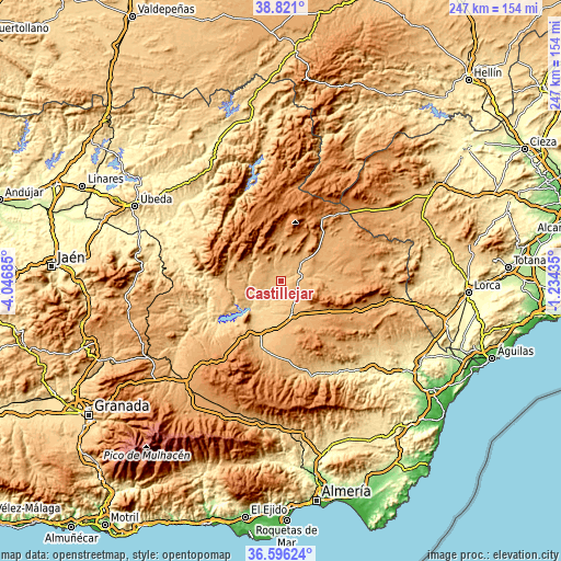 Topographic map of Castilléjar