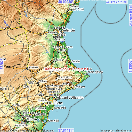 Topographic map of Castellonet de la Conquesta