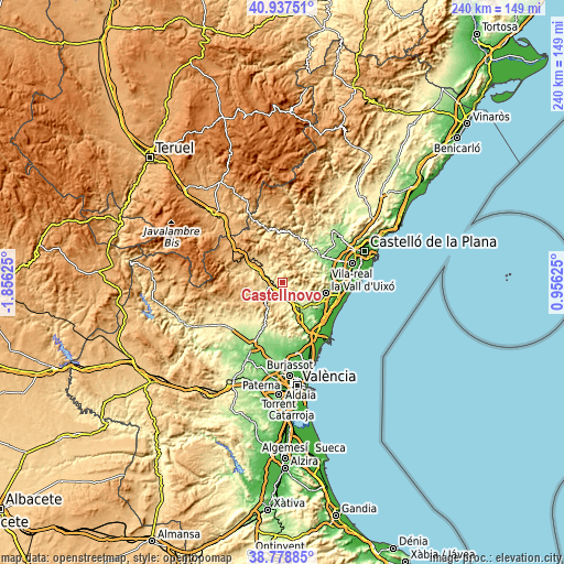 Topographic map of Castellnovo