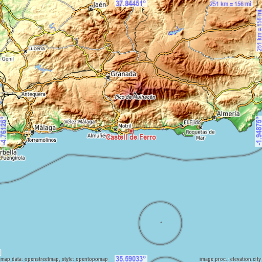 Topographic map of Castell de Ferro