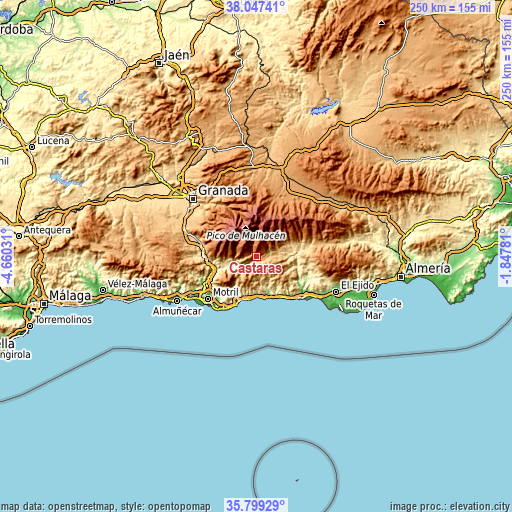 Topographic map of Cástaras