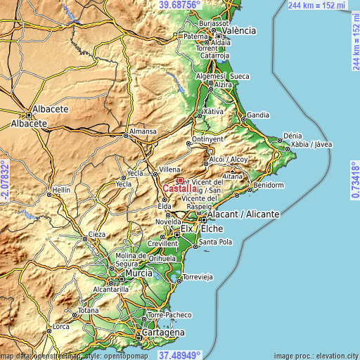 Topographic map of Castalla