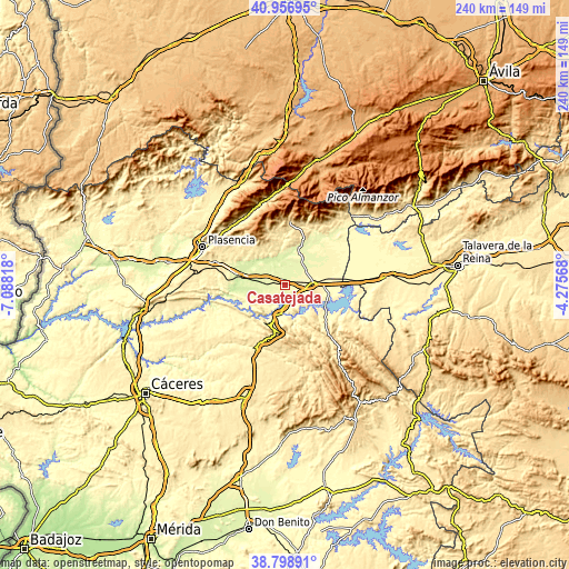 Topographic map of Casatejada