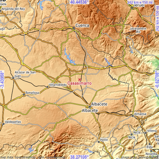 Topographic map of Casasimarro
