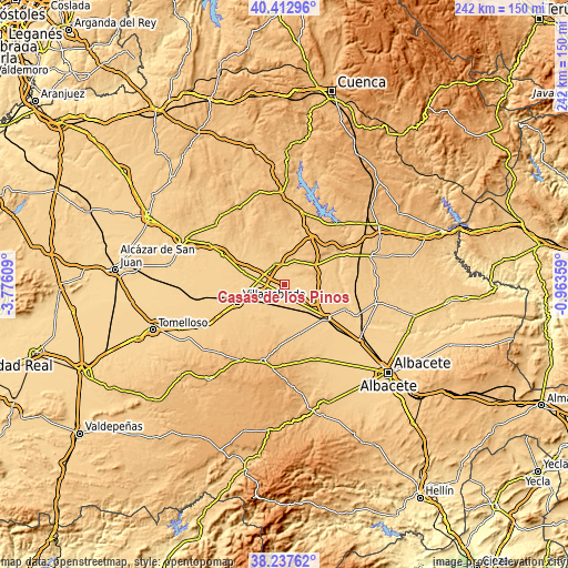 Topographic map of Casas de los Pinos