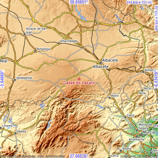 Topographic map of Casas de Lázaro