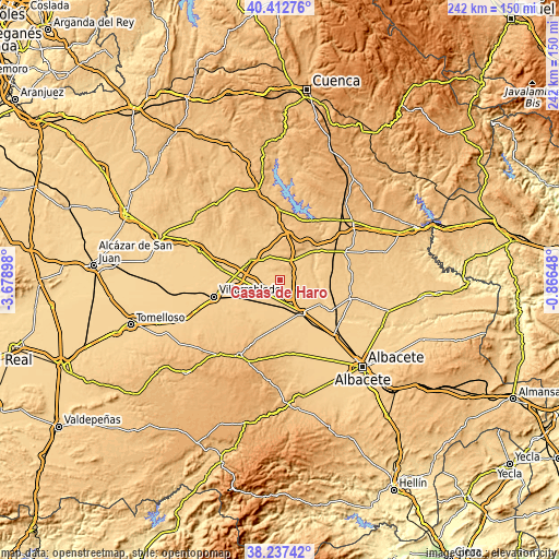 Topographic map of Casas de Haro