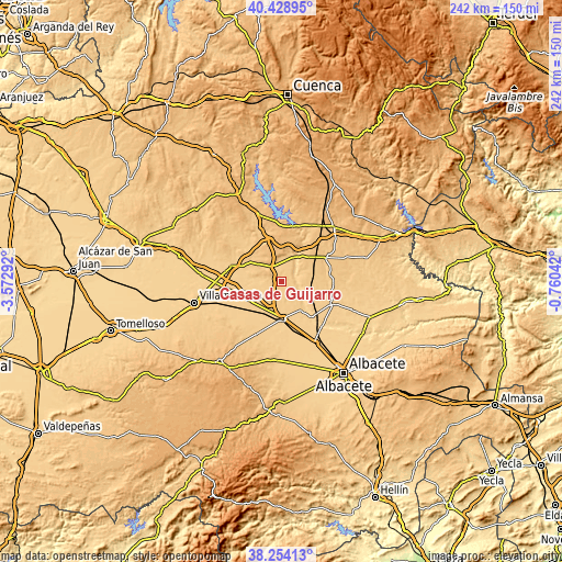 Topographic map of Casas de Guijarro