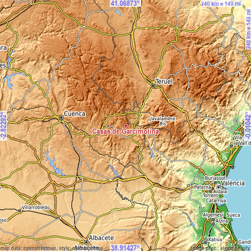 Topographic map of Casas de Garcimolina