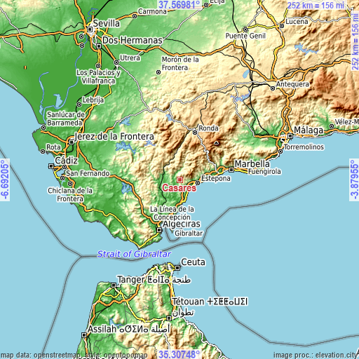 Topographic map of Casares
