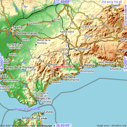 Topographic map of Casarabonela