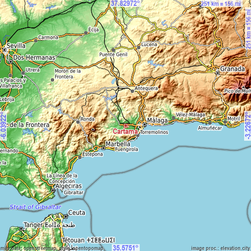 Topographic map of Cártama