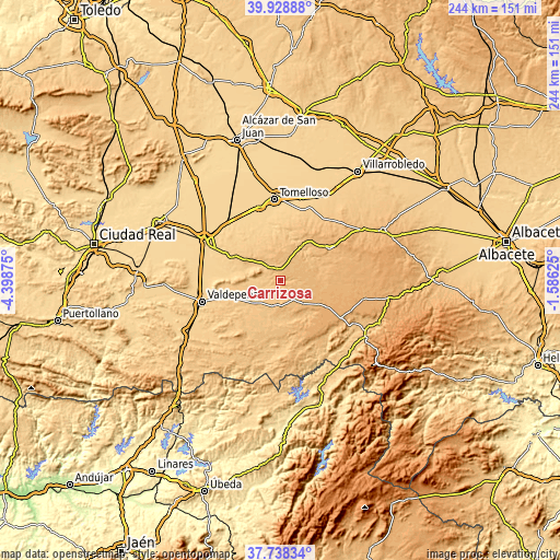 Topographic map of Carrizosa