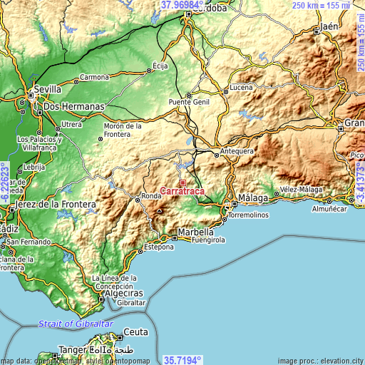 Topographic map of Carratraca
