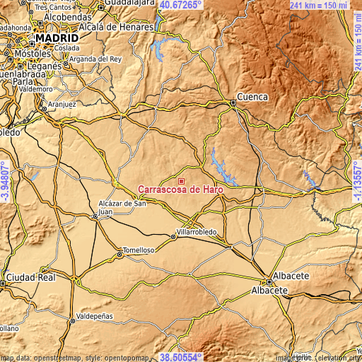 Topographic map of Carrascosa de Haro