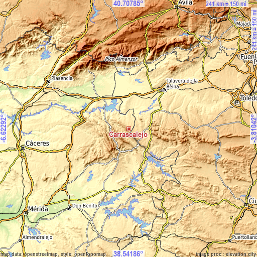 Topographic map of Carrascalejo