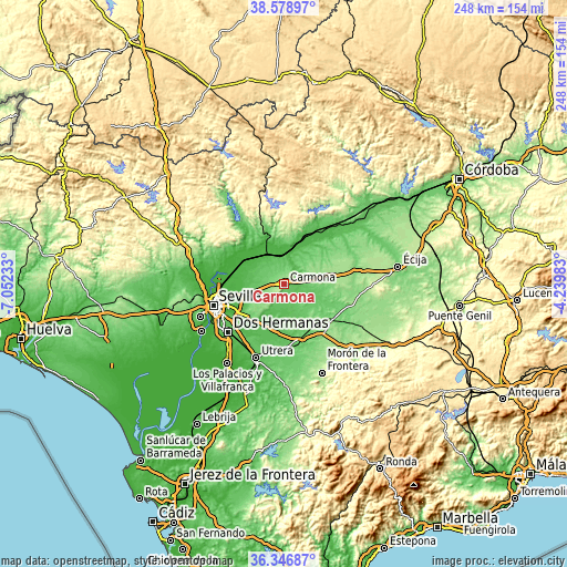 Topographic map of Carmona
