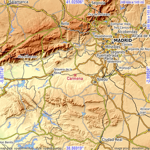 Topographic map of Carmena