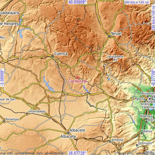 Topographic map of Cardenete