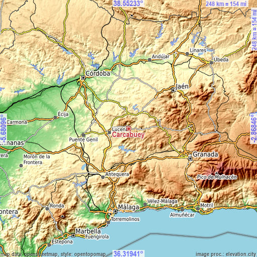 Topographic map of Carcabuey