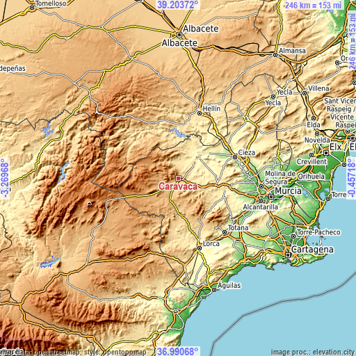 Topographic map of Caravaca