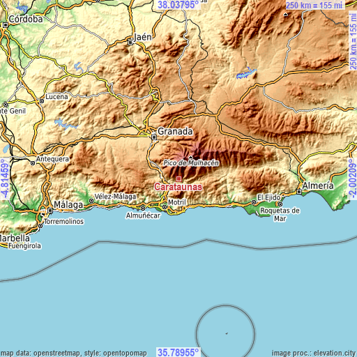 Topographic map of Carataunas