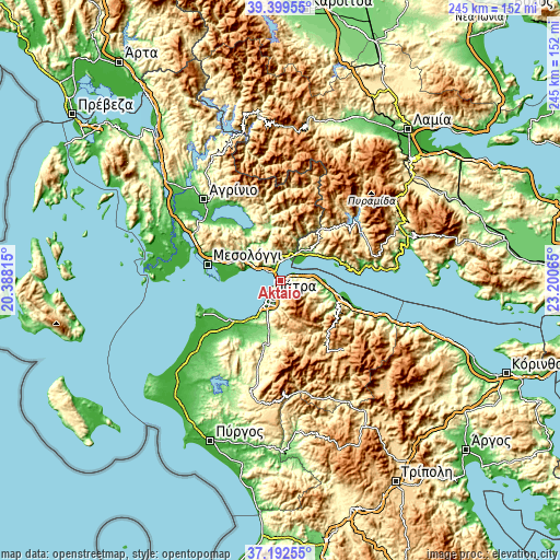 Topographic map of Aktaío