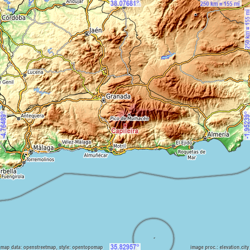 Topographic map of Capileira