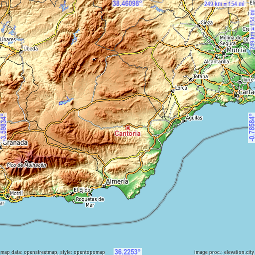 Topographic map of Cantoria