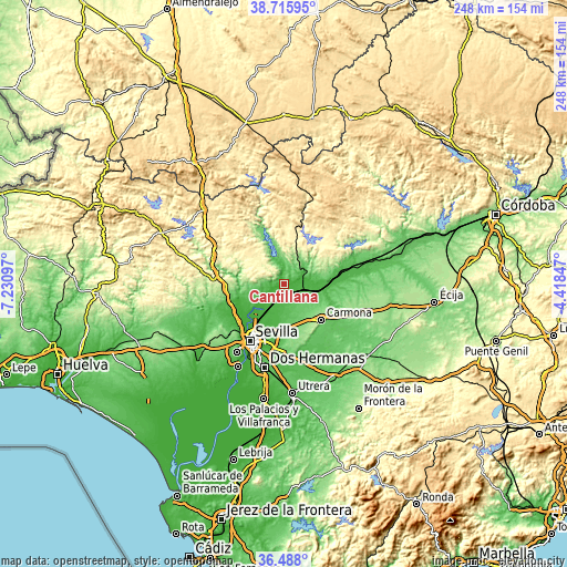 Topographic map of Cantillana