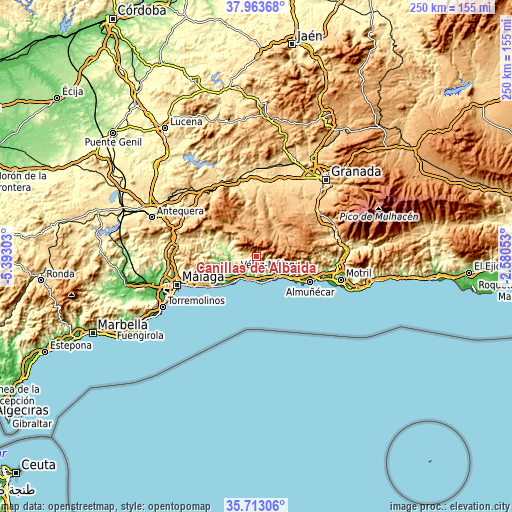 Topographic map of Canillas de Albaida