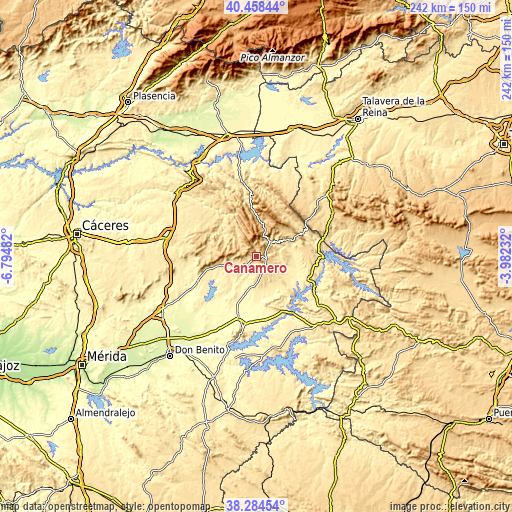 Topographic map of Cañamero