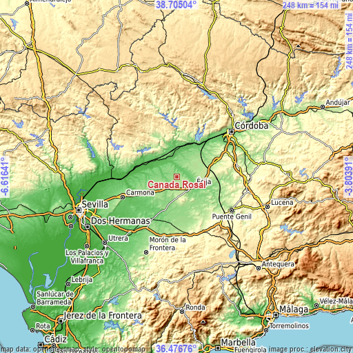 Topographic map of Cañada Rosal