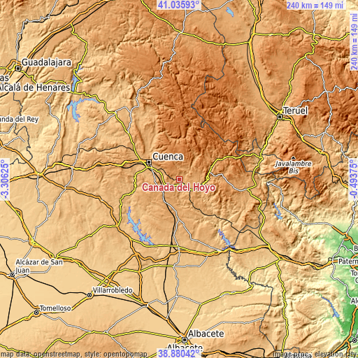 Topographic map of Cañada del Hoyo