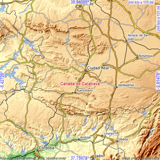 Topographic map of Cañada de Calatrava
