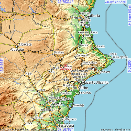 Topographic map of Cañada