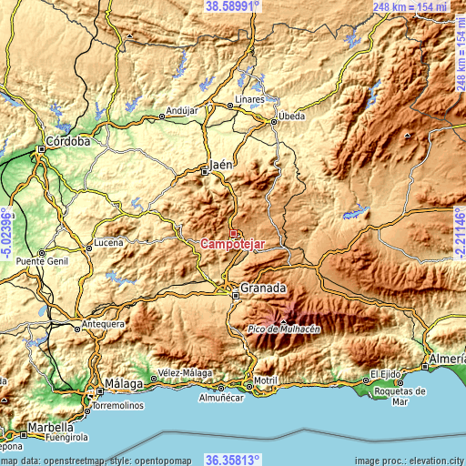 Topographic map of Campotéjar