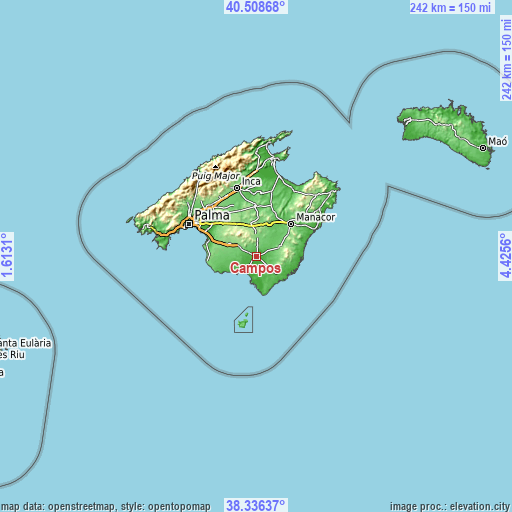 Topographic map of Campos