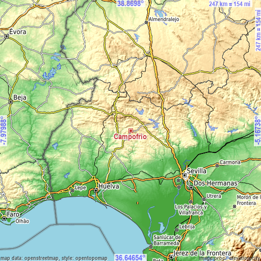 Topographic map of Campofrío