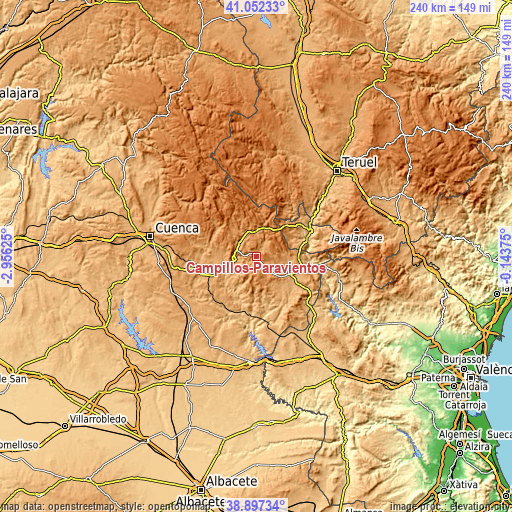 Topographic map of Campillos-Paravientos