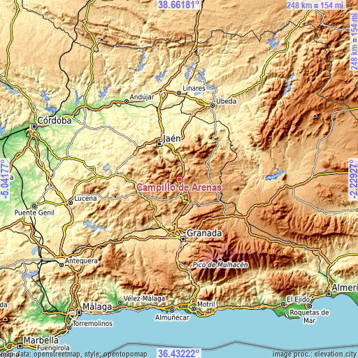 Topographic map of Campillo de Arenas