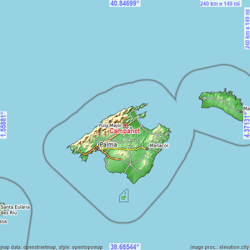 Topographic map of Campanet